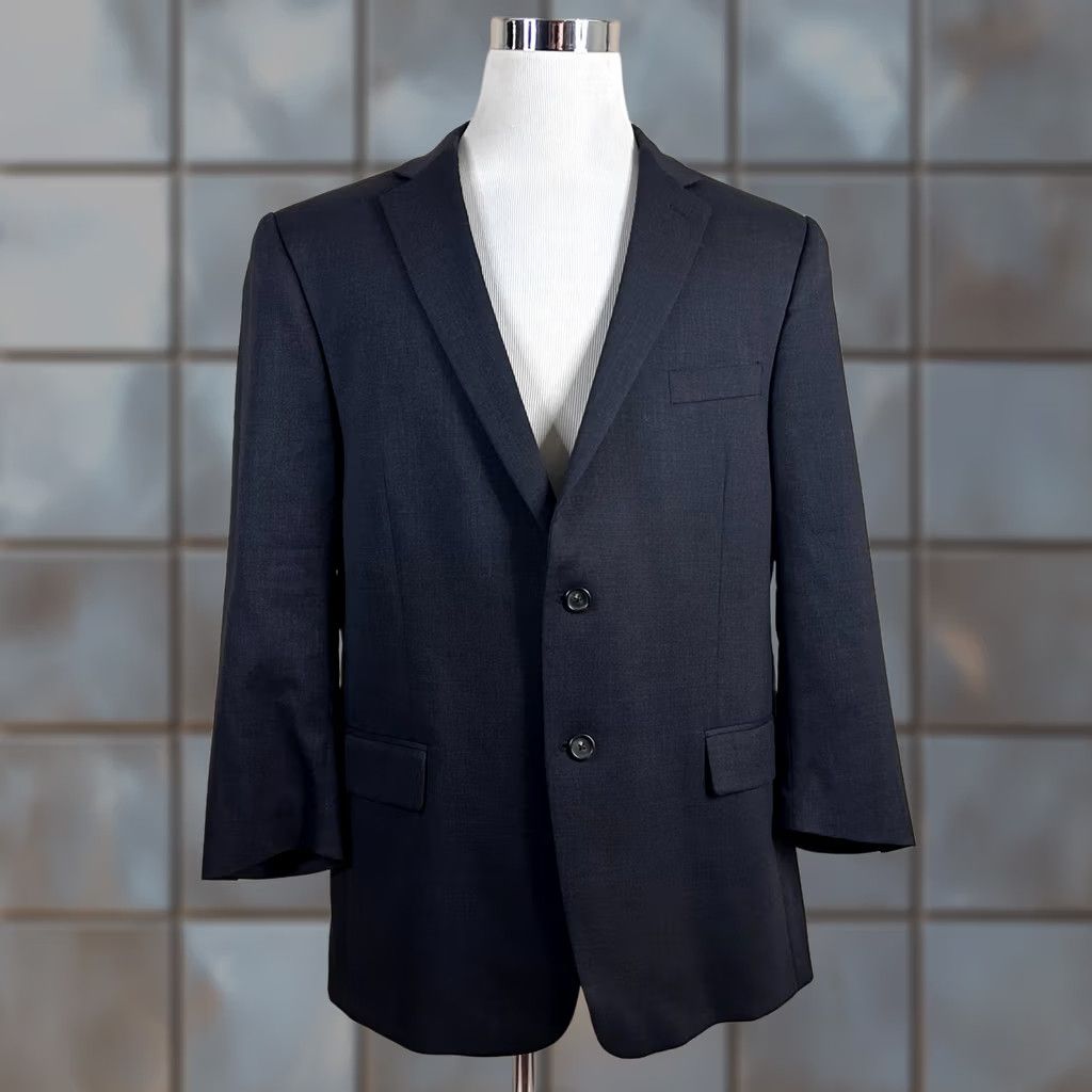 Hart Schaffner Marx Hart Schaffner Marx 48R Sport Coat Wool Blend Dark Gray Two Button Double Vented Jacket Mens Regular Size 48 Size US XS / EU 42 / 0 - 1 Thumbnail