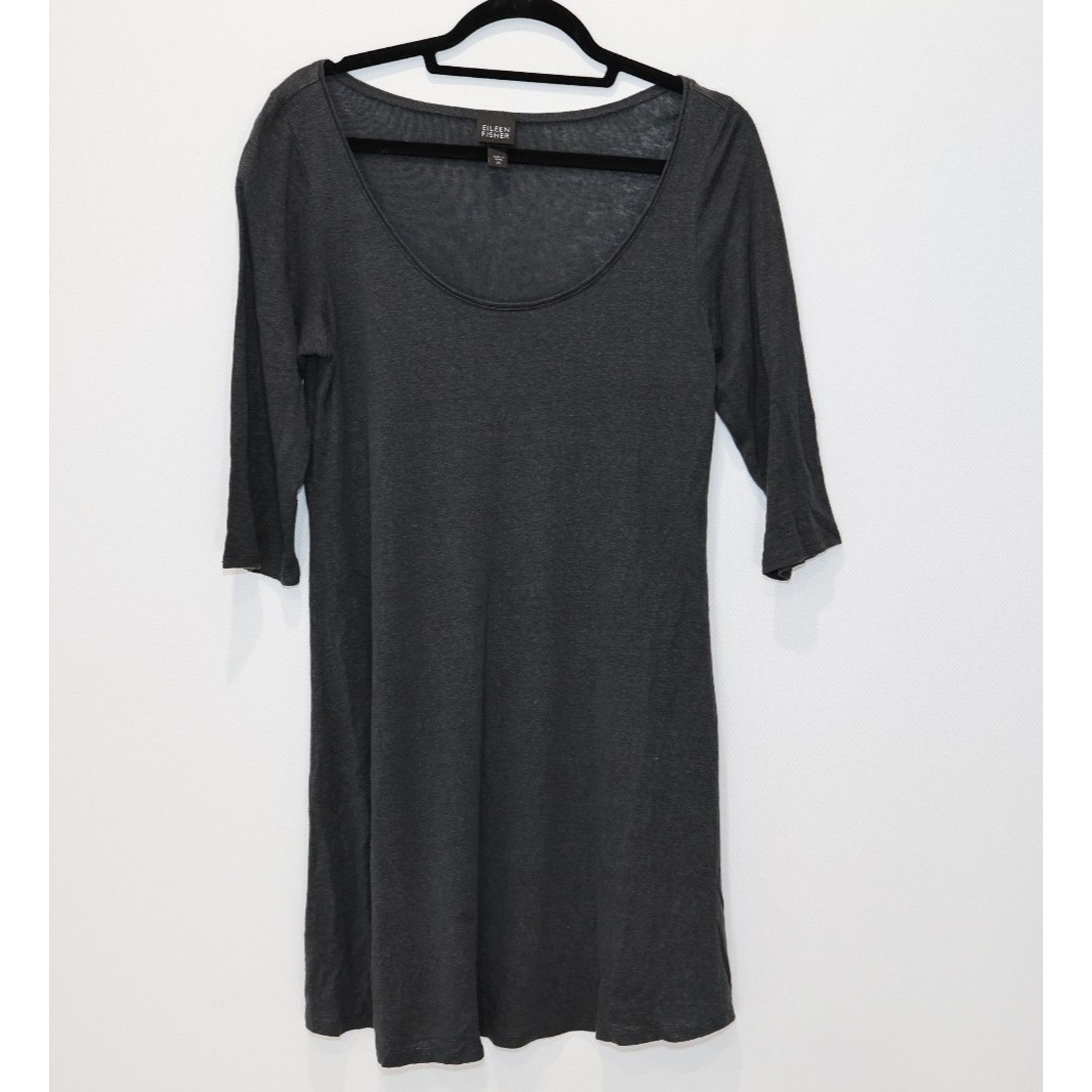 Eileen Fisher EILEEN FISHER Black 100% Linen Round Neck Tunic Dress Sz XS Size XS / US 0-2 / IT 36-38 - 2 Thumbnail