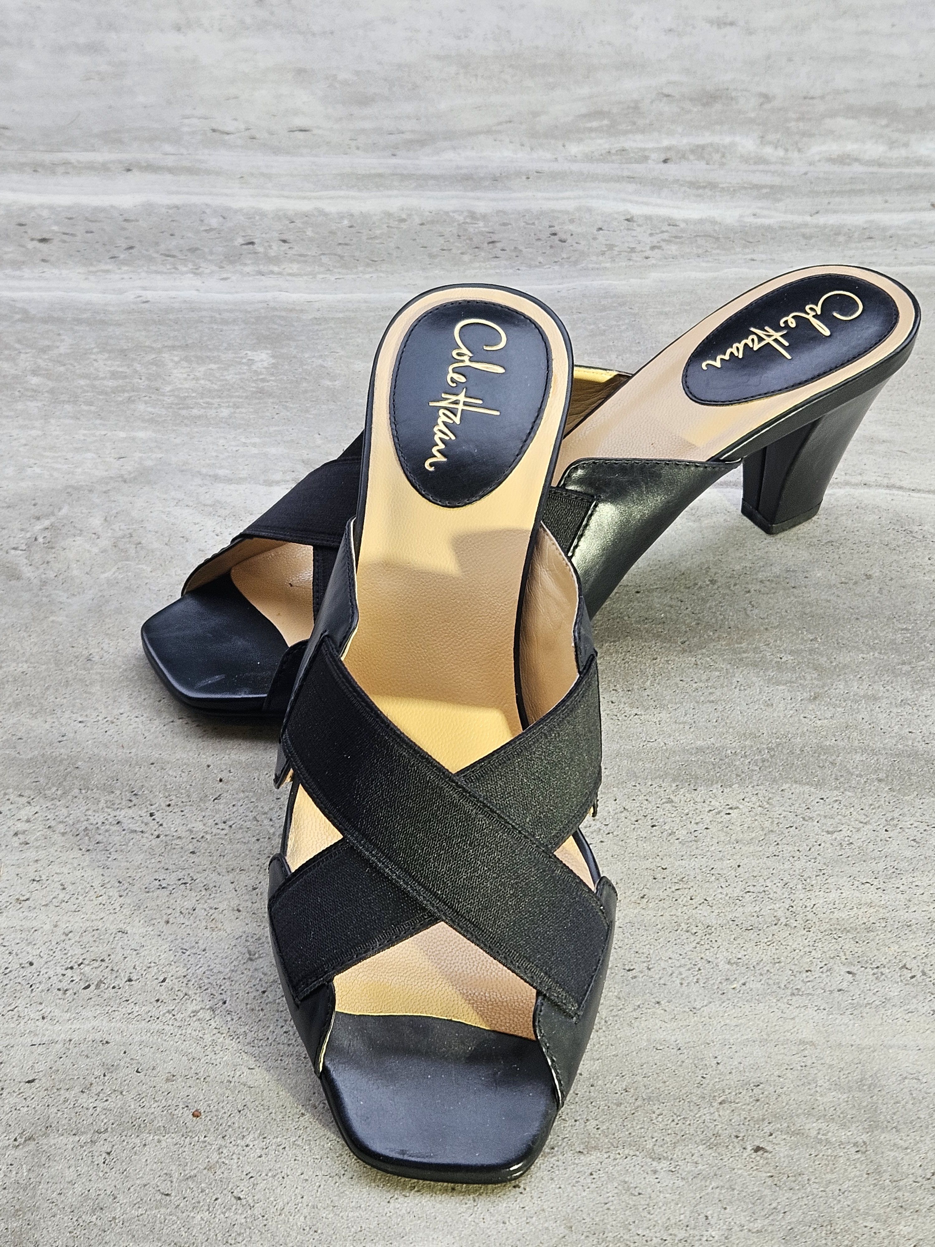 Cole Haan Cole Haan Black Leather Stretch Strap Heels Size 10B Italy Size US 10 / IT 40 - 7 Thumbnail