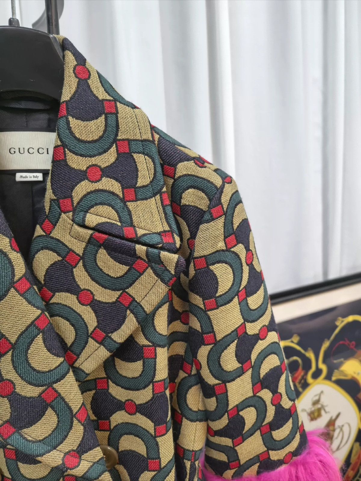 Gucci Rare Gucci Runway Fur-Cuffs Optic-Print Belted Coat Size S / US 4 / IT 40 - 6 Thumbnail