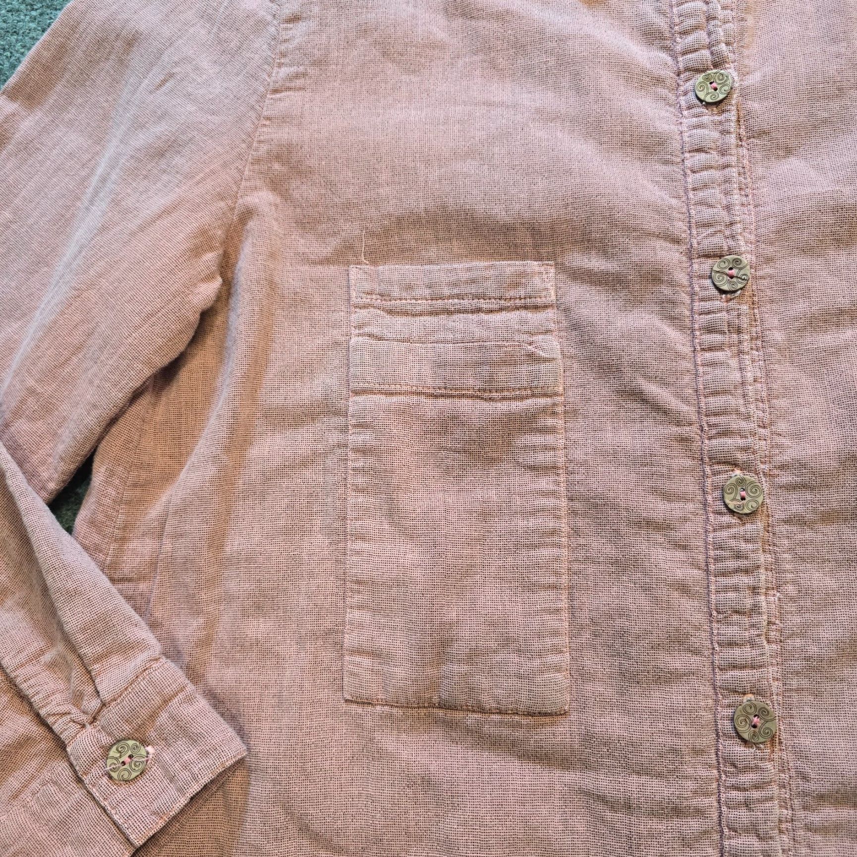 Pinko Focus Top Womens Blouse Shirt Medium Pink Button Gauze Texture Pockets Lagenlook Boho Vintage No Size M / US 6-8 / IT 42-44 - 5 Thumbnail