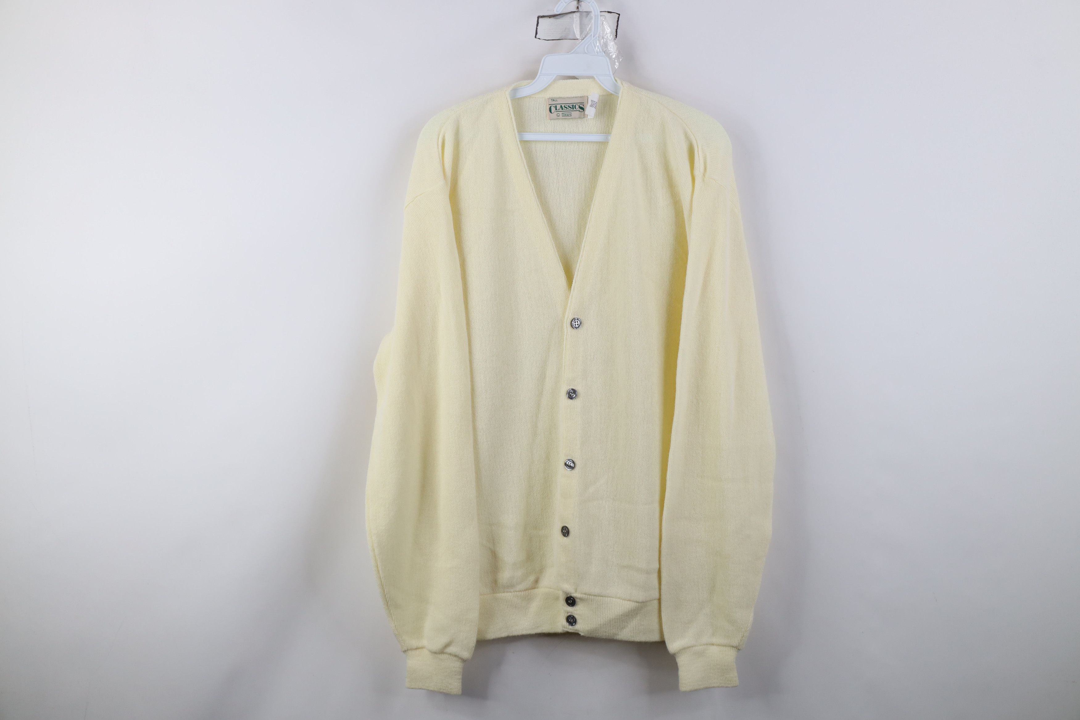 Vintage Vintage 70s Streetwear Knit Cardigan Sweater Pale Yellow USA Size US L / EU 52-54 / 3 - 1 Thumbnail