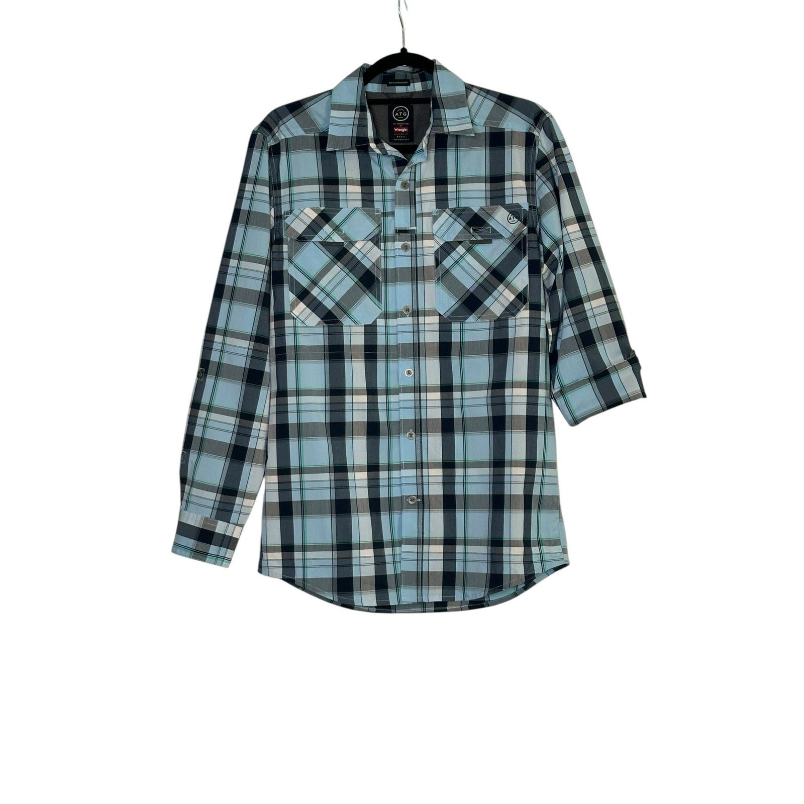 Wrangler Wrangler Blue Plaid ATG Utility Regular Fit Shirt size S Size US S / EU 44-46 / 1 - 8 Thumbnail