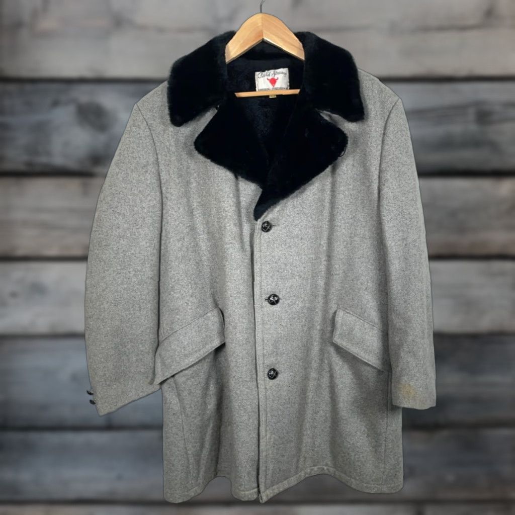 Vintage VINTAGE Field & Stream Coat Wool Gray Faux Fur Collar 70s Men 44 Regular Mid-Length Trench Coat Mens Size US S / EU 44-46 / 1 - 1 Thumbnail
