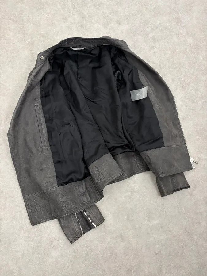Dior 2010s Dior Grey Asymmetrical Leather Biker Jacket by Kris Van Assche Size US S / EU 44-46 / 1 - 10 Thumbnail