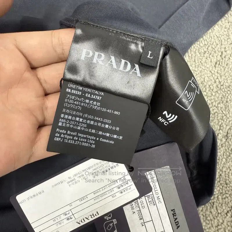 Prada Prada Gray Cotton Logo Short Sleeve T-shirt. Size US L / EU 52-54 / 3 - 4 Thumbnail