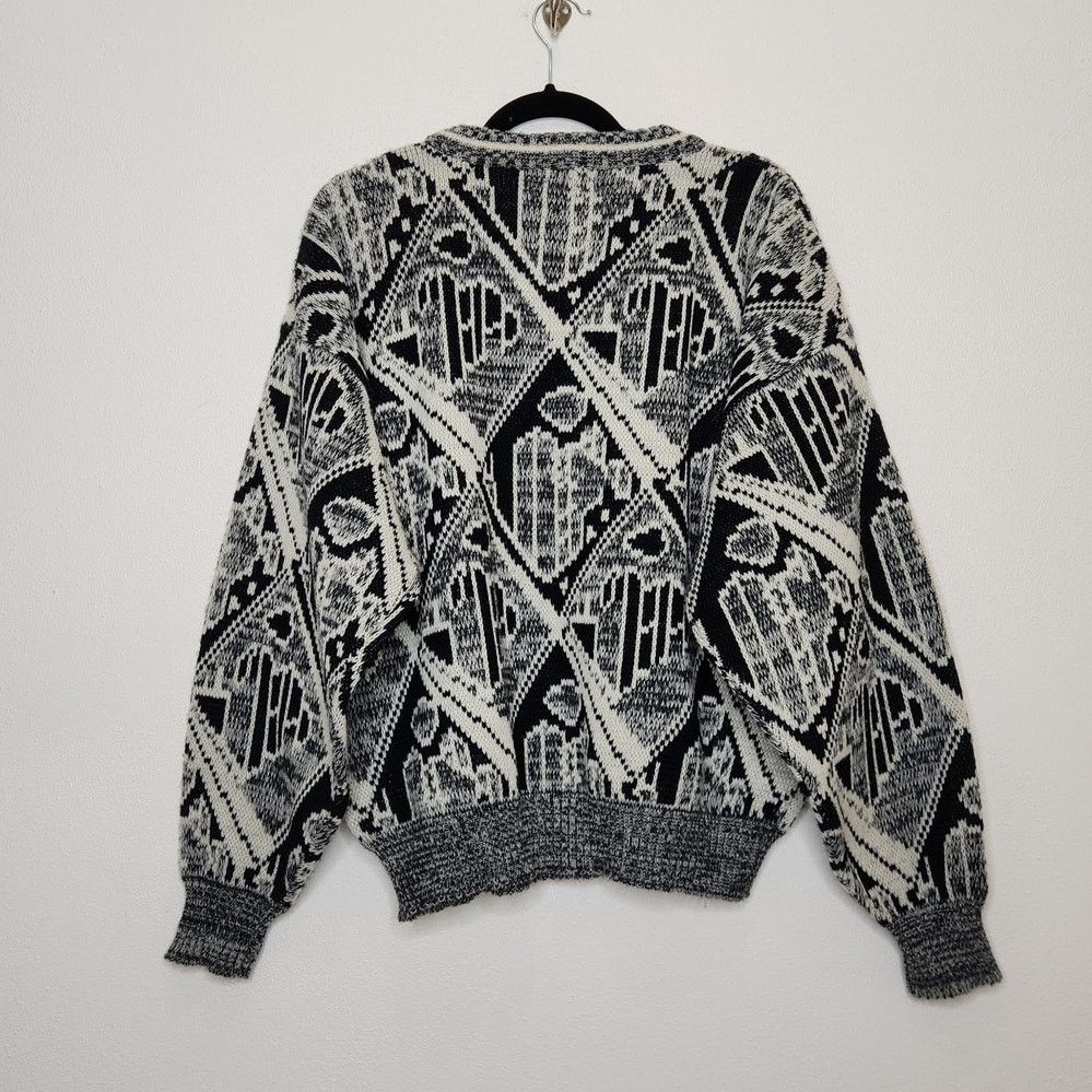 Vintage Vintage Sweater 80s 90s Grandpa Abstract Grunge Art Black Size US L / EU 52-54 / 3 - 5 Thumbnail