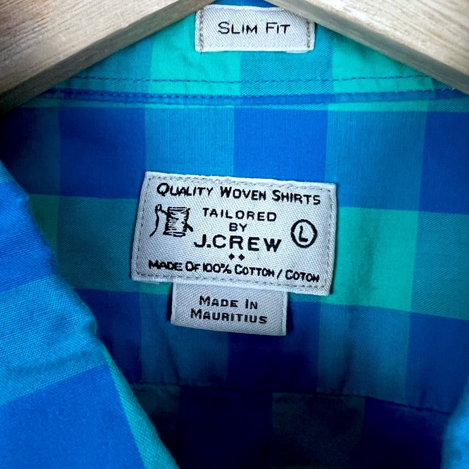 J.Crew Men's J.Crew Blue/Green Gingham Button Up Slim Shirt - L Size US L / EU 52-54 / 3 - 4 Thumbnail