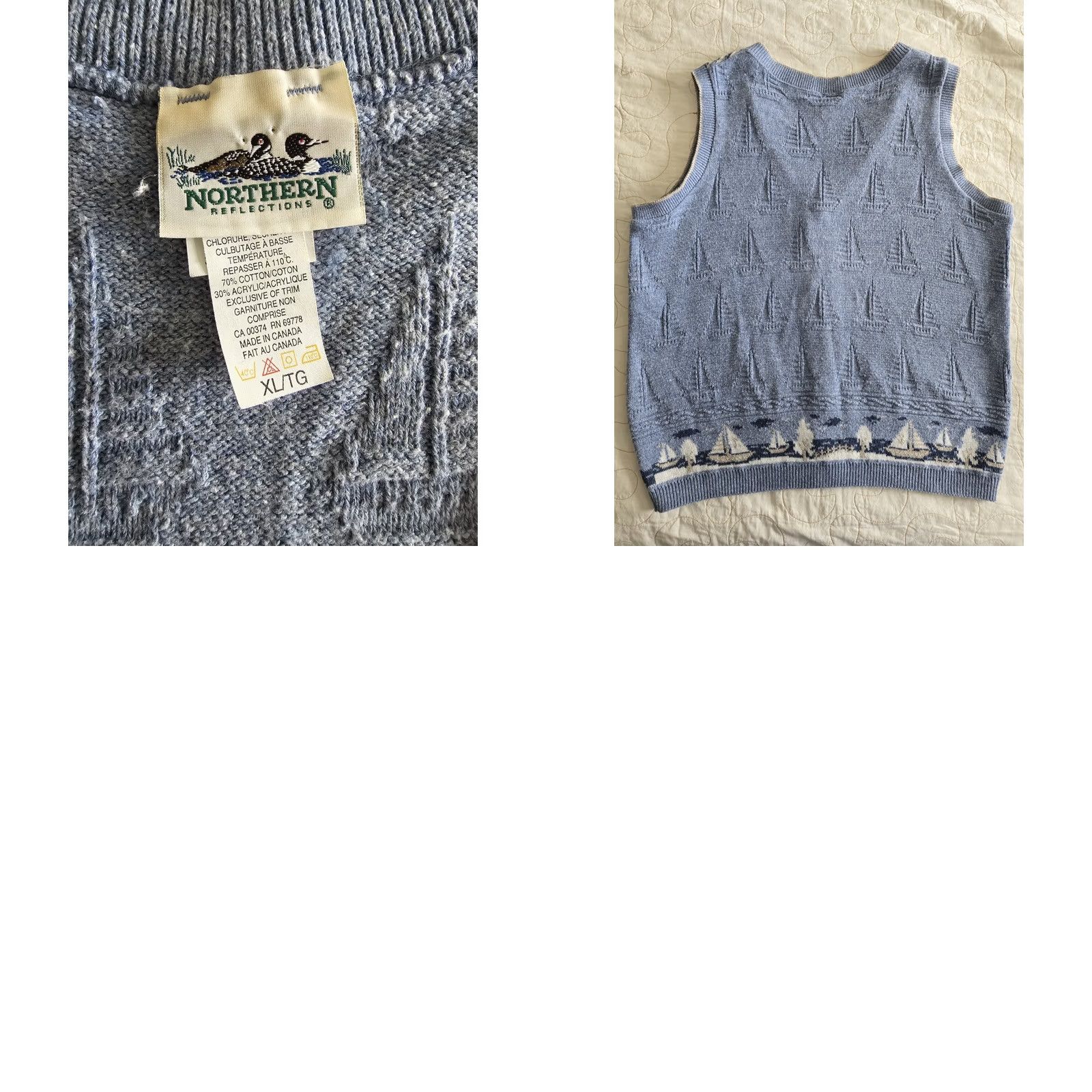 Northern Reflections Vintage 90s Sailboat Northern Reflections Sweater Vest XL Tall Blue Cotton Blend Buttoned Whimsical Androgyny Shirt? Size XL / US 12-14 / IT 48-50 - 8 Thumbnail