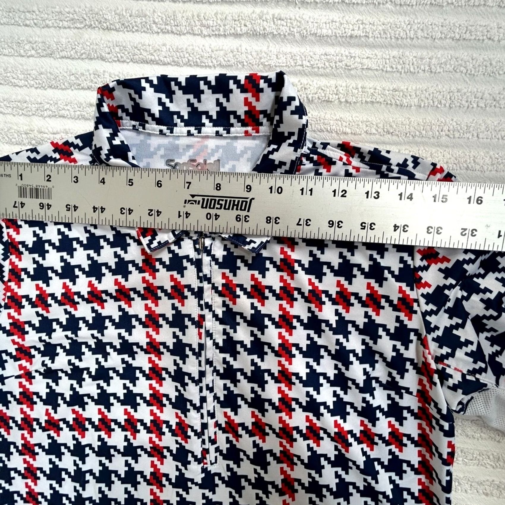 Vintage Sansoleil Womens Shirt Medium Houndstooth 1/4 Zip Long Sleeve Stretch UPF 50 Activewear Golf Size M / US 6-8 / IT 42-44 - 5 Thumbnail