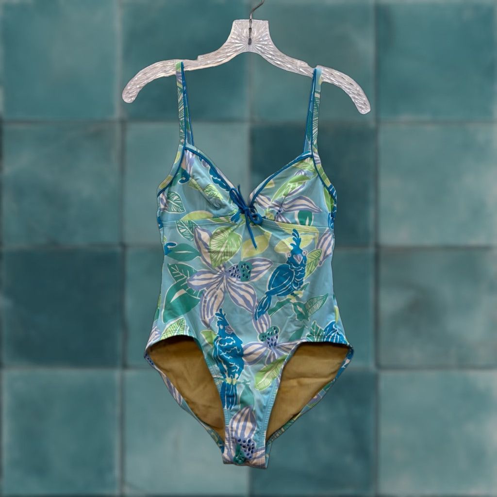 Lilly Pulitzer Lilly Pulitzer Swimsuit Monokini One Piece Bikini 6 Blue Floral Hawaiian Women Girls Mens Womens Size ONE SIZE - 1 Thumbnail