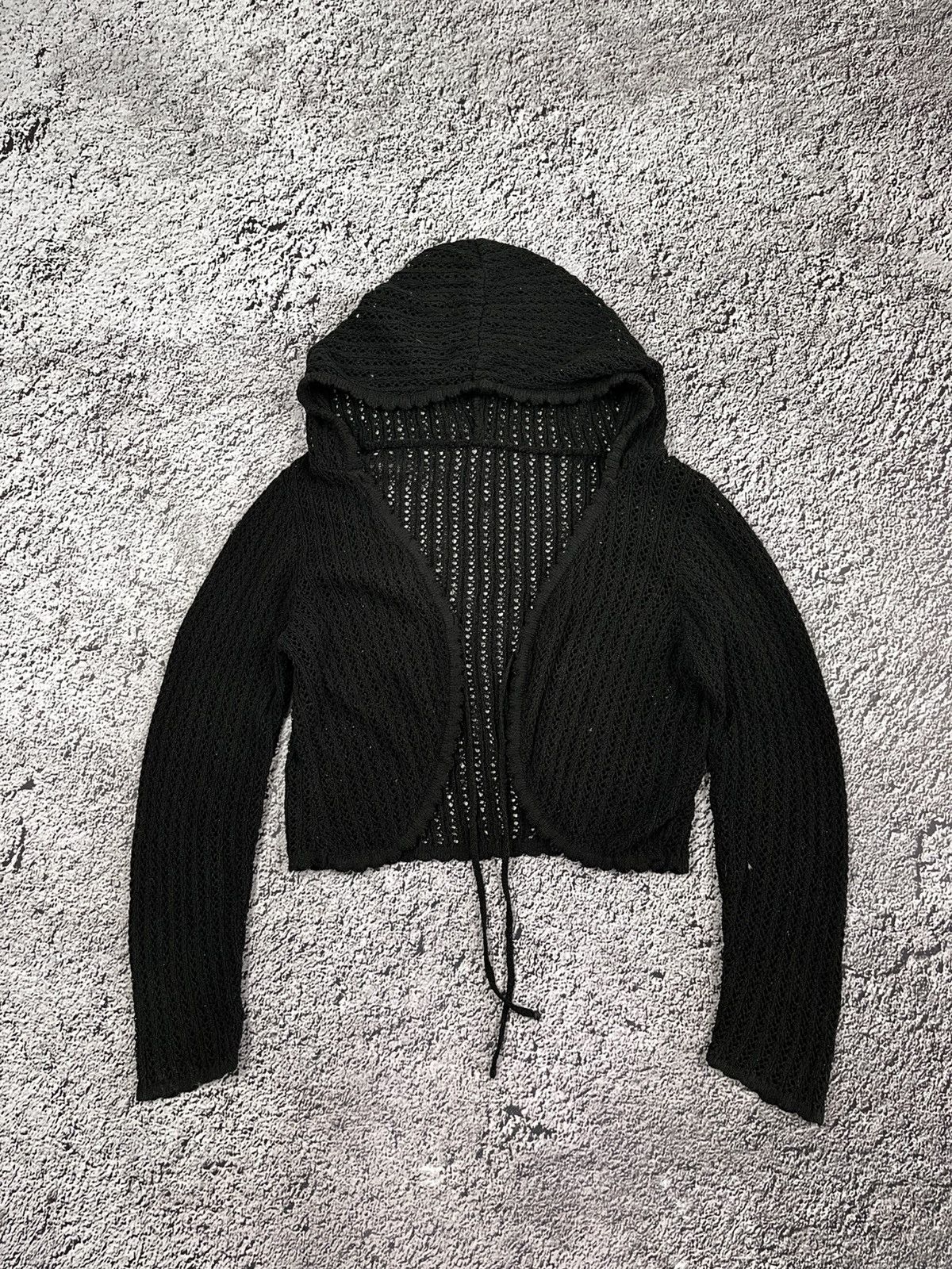 Japanese Brand Vintage Y2K mesh hooded knit gothic cardigan avantgarde Size S / US 4 / IT 40 - 1 Thumbnail