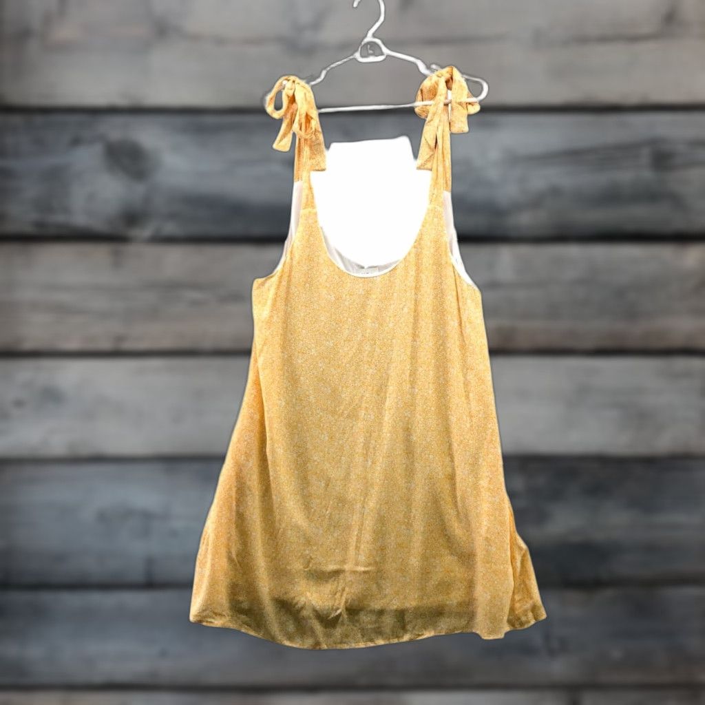 Vintage VINTAGE Aura Women's Mini Dress Sleeveless Yellow Floral Rayon Short A-Line Summer Spring Pockets Size M Size M / US 6-8 / IT 42-44 - 1 Thumbnail