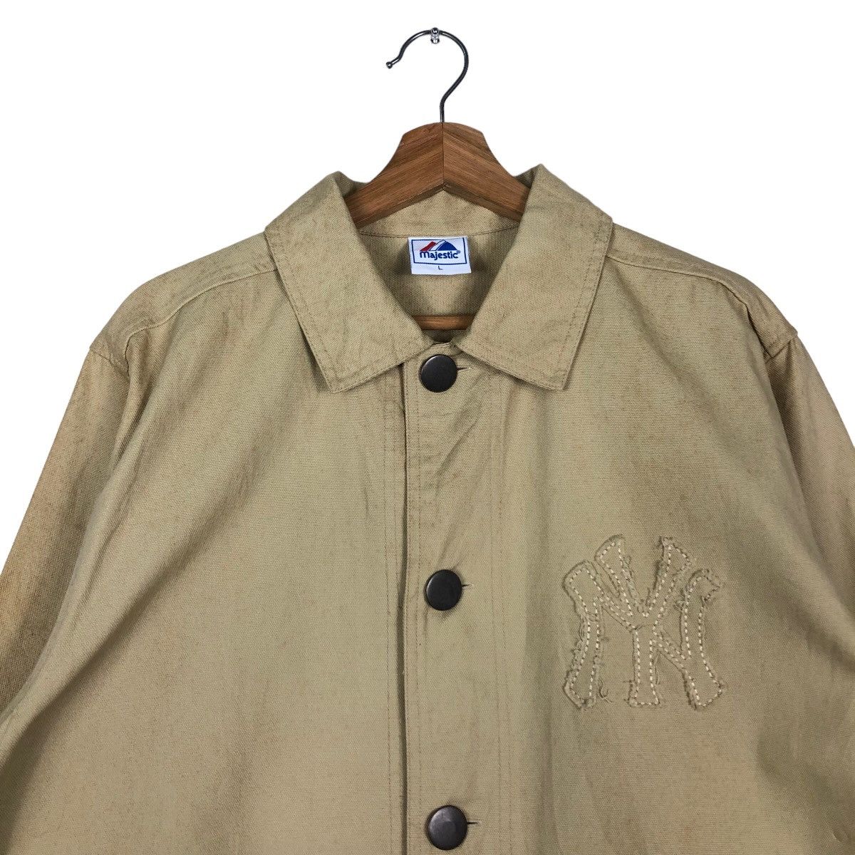 Japanese Brand 🔥Vintage Chore Jacket Majestic New York Big Logo Spell Out Size US L / EU 52-54 / 3 - 3 Thumbnail