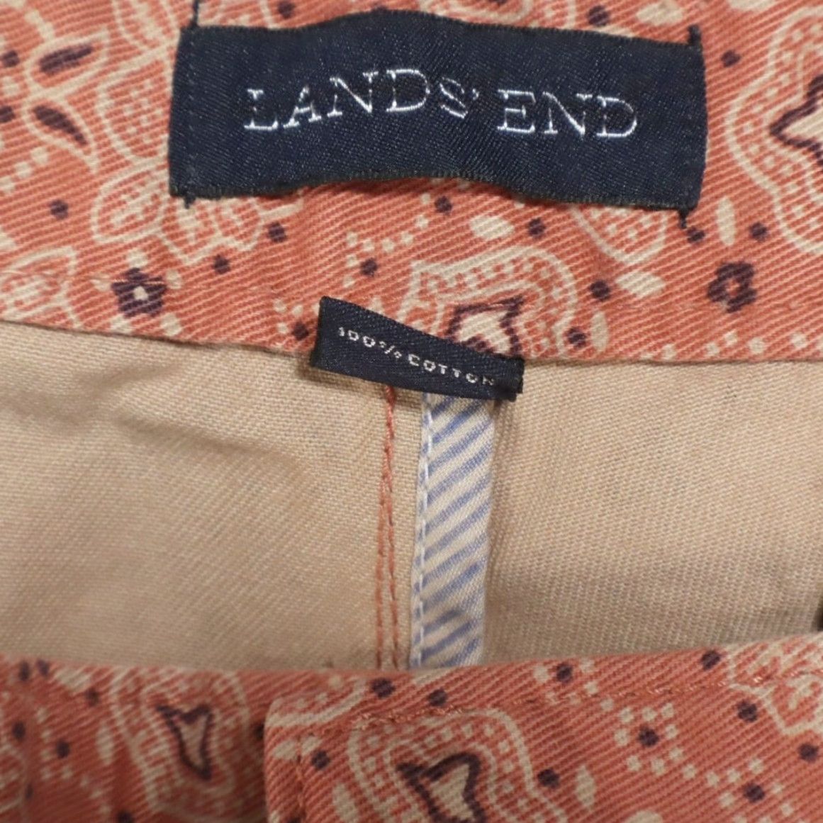 Lands' End Lands End Men Khaki Chino Shorts Patterned Red 40 Classic Fit Cotton Casual Shorts Mens 40 Regular Waist 38 Inseam 9in Size US 40 / EU 56 - 5 Thumbnail