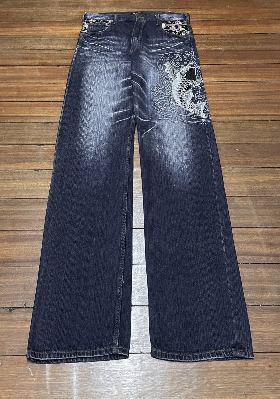 Japanese Brand × Vintage Rare Vintage Japanese Brand Rovertry Sukajan Jeans 1990s Size US 37 - 1 Thumbnail