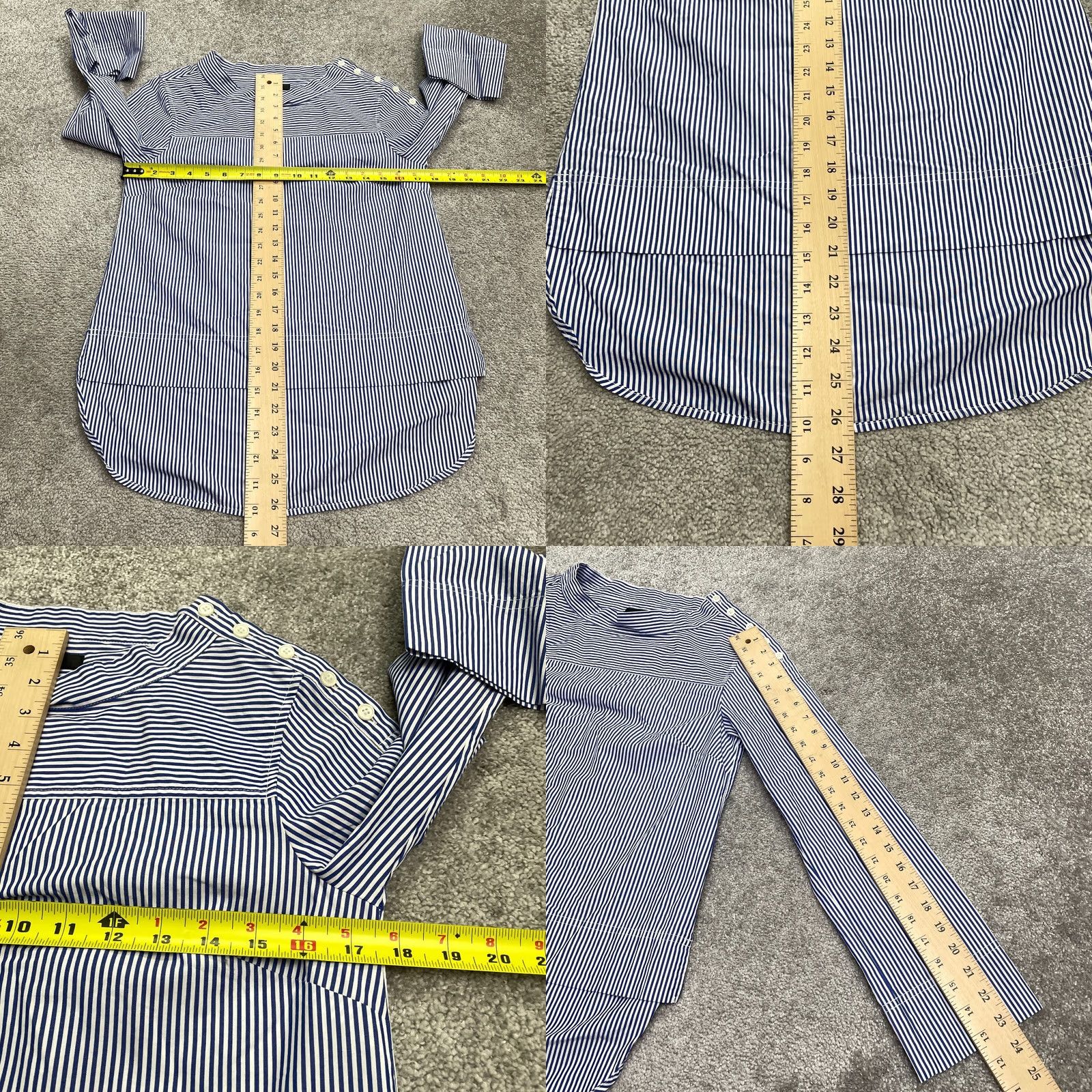 J.Crew J.Crew Blouse Tunic Hi-Lo Womens 00 Blue White Striped Funnel Neck Casual Work Shirt Size XXS / US 00 / IT 34 - 8 Thumbnail