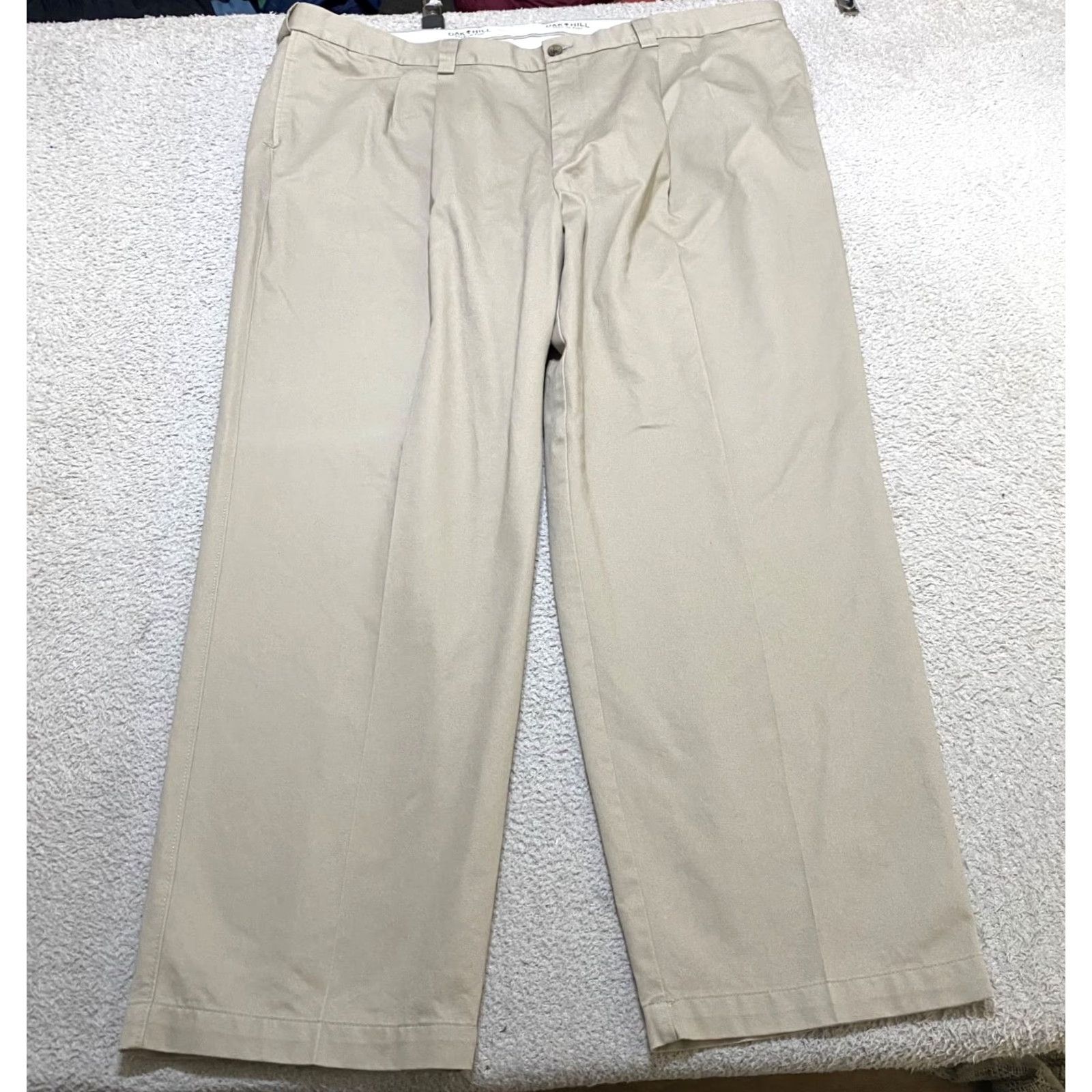 Vintage Oak Hill Dress Pants Mens 50x32 Beige Straight High Rise Pleated Business Casual Pants Mens Reg Tall Beige Size US 34 / EU 50 - 2 Thumbnail