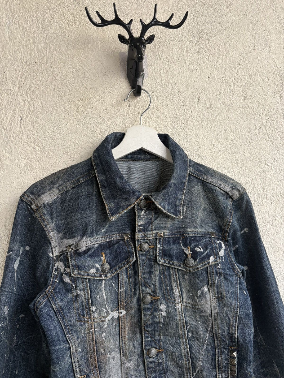 Helmut Lang 2000s studet japan denim jacket helmutlamg maison style Size US XS / EU 42 / 0 - 2 Thumbnail