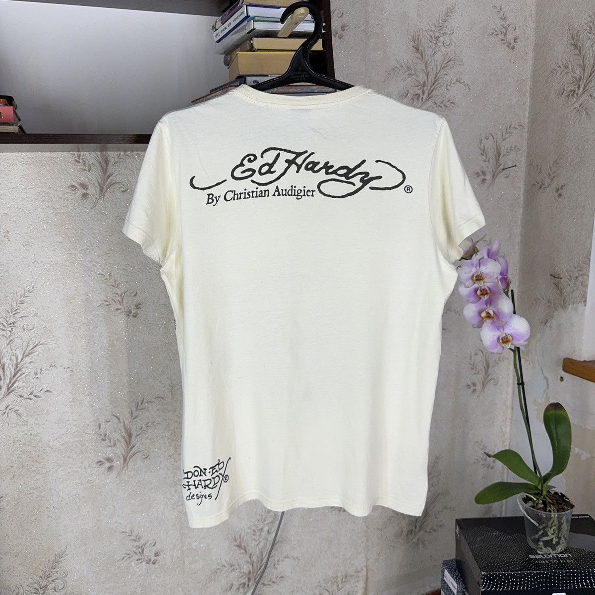 Christian Audigier × Ed Hardy × Vintage Vintage Ed Hardy T shirt by Chirstian Audiger Beige Love Kil Size US M / EU 48-50 / 2 - 2 Thumbnail