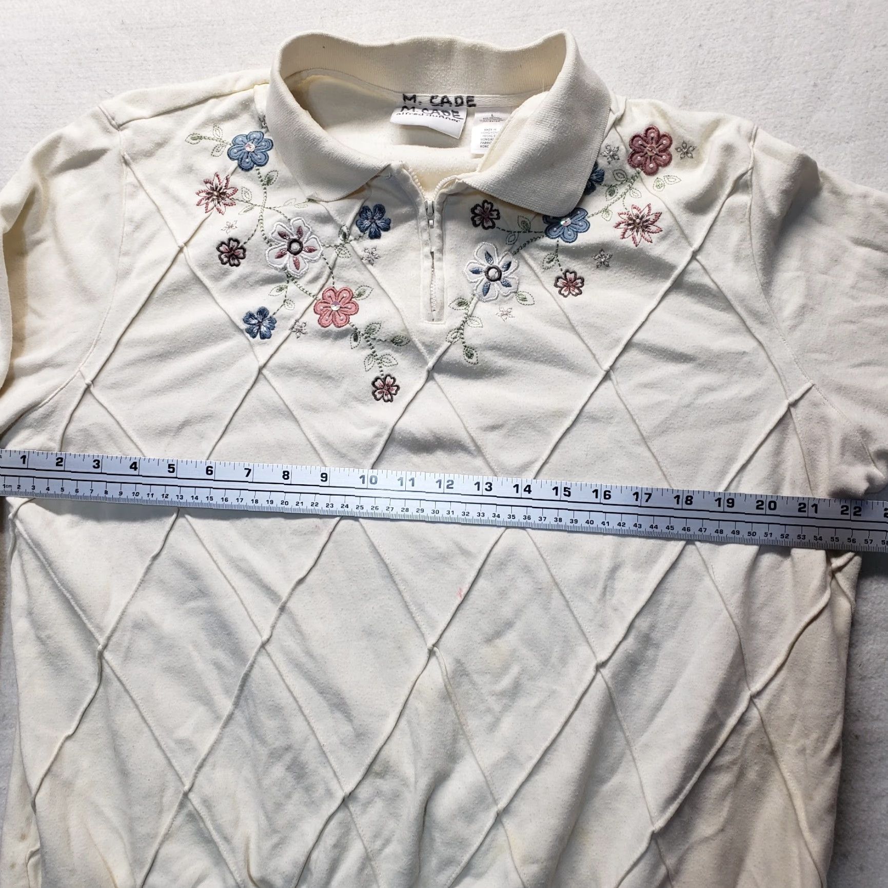 Vintage VINTAGE Alfred Dunner Women's Sweater Top 1/4 Zip Floral White Size Large Girl Size L / US 10 / IT 46 - 5 Thumbnail