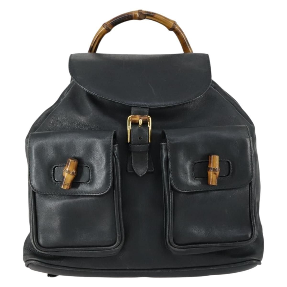 Gucci Gucci Vintage Bamboo Backpack Leather Size ONE SIZE - 1 Thumbnail