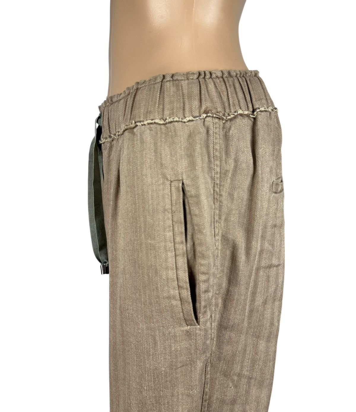 Brunello Cucinelli Brunello Cucinelli Herringbone Crop Trousers Linen-Cotton Size 26" / US 2 / IT 38 - 5 Thumbnail