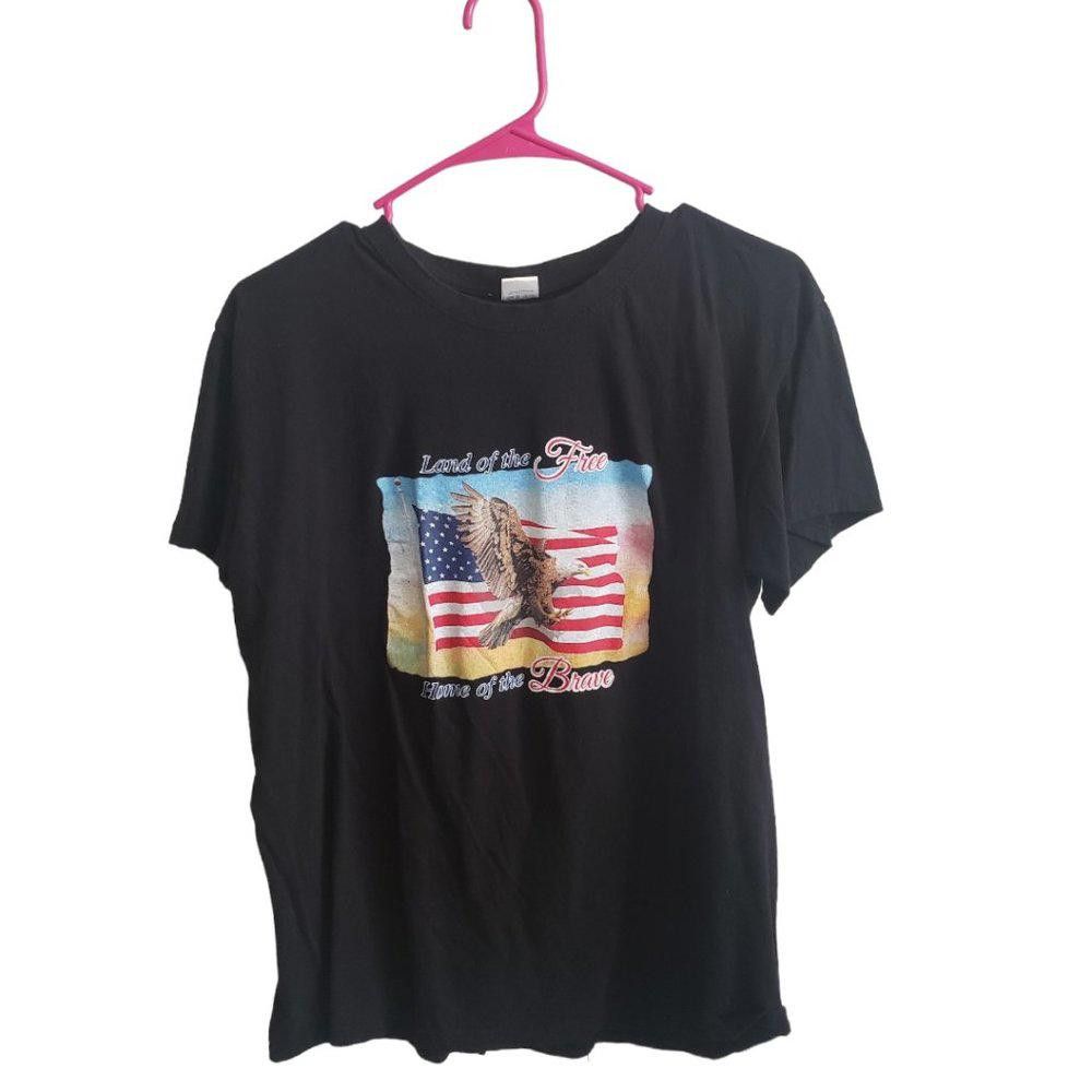 Designer CT662 "Land of the Free Home of the Brave" Black T-shirt L Size L / US 10 / IT 46 - 1 Thumbnail