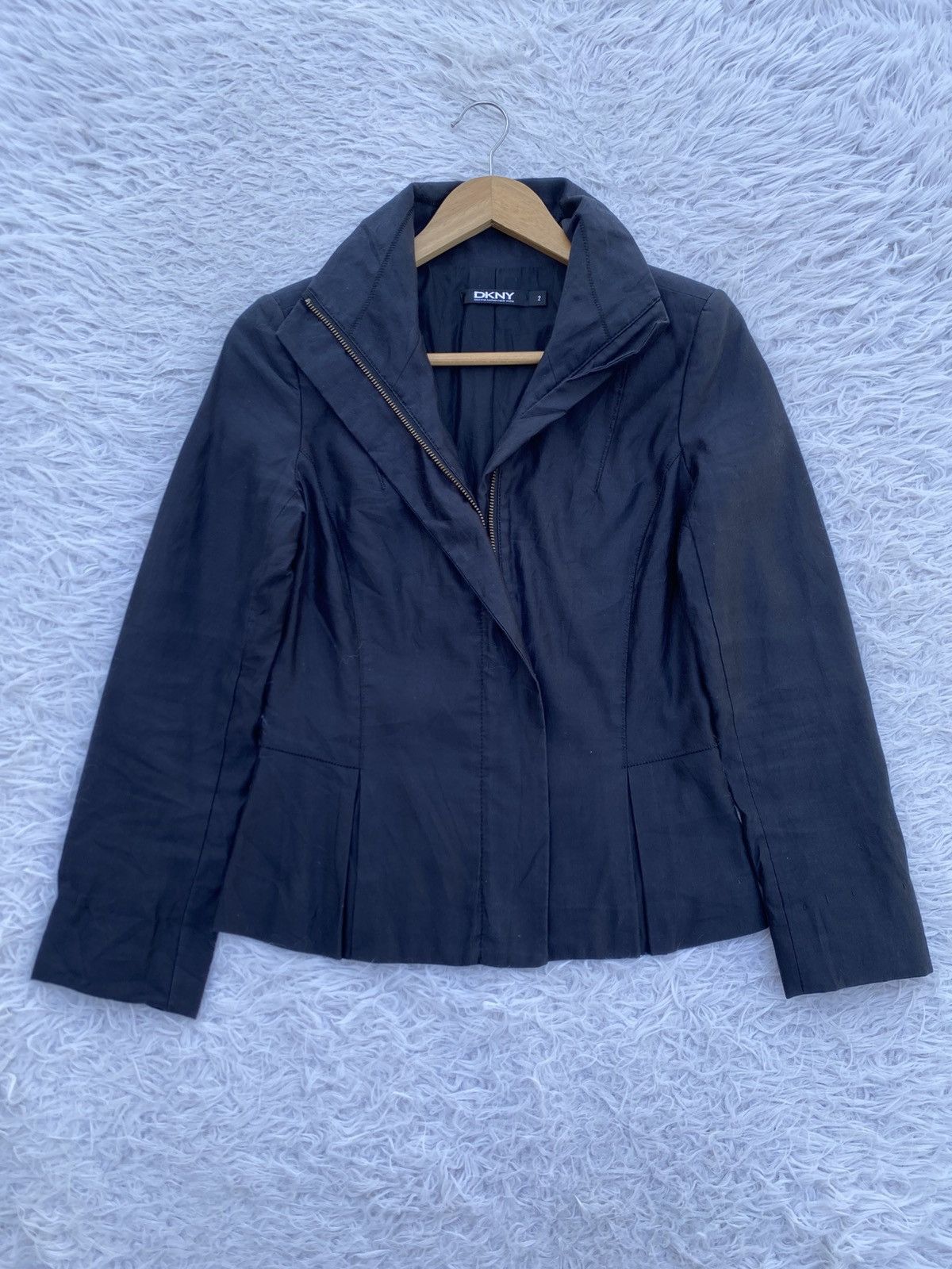 DKNY Rare DKNY Classic Black Cotton Zipper Jacket Size XS / US 0-2 / IT 36-38 - 2 Thumbnail