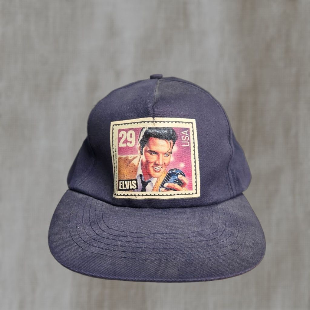 Stampd VINTAGE Elvis Presley 29 Cents Stamp Snap Back Hat Cap Men One Size Blue 90s Men's Size ONE SIZE - 1 Thumbnail