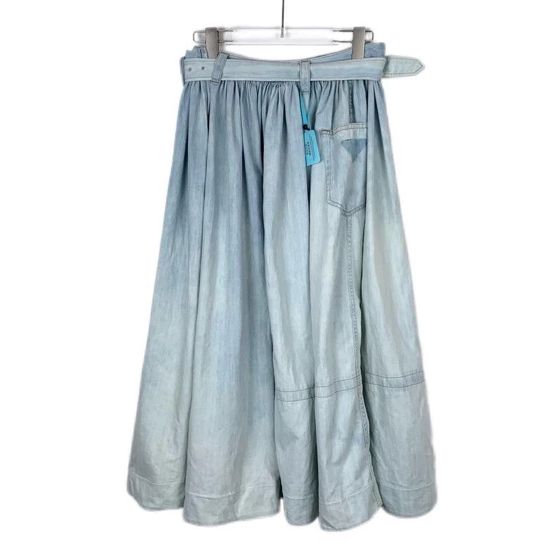 Prada Prada Logo print to make the old blue belt gradient cotton Size 37" - 2 Thumbnail