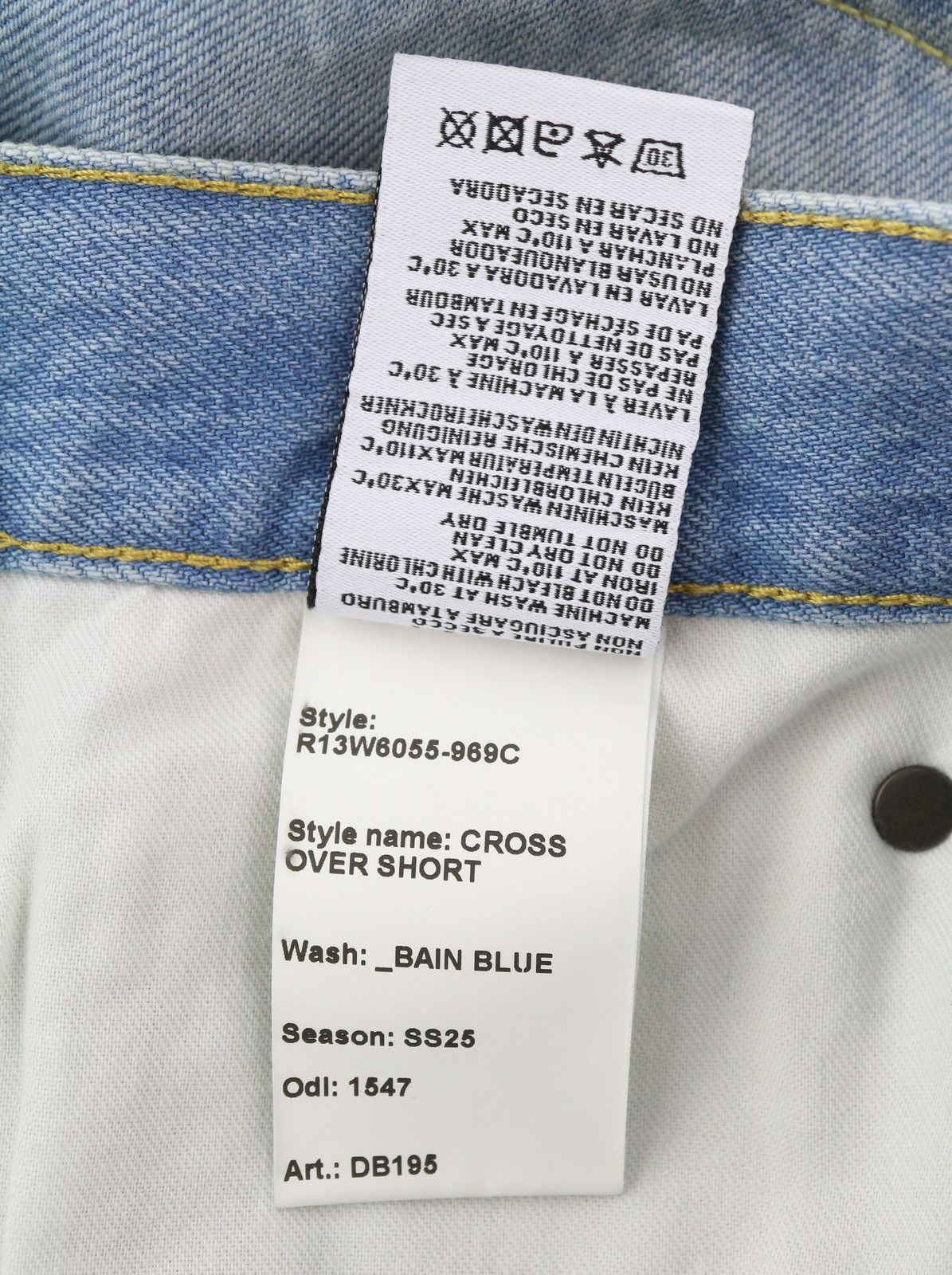 R13 CROSS OVER 28 Washed Blue Asymmetrical Shorts 85096 Size 28" / US 6 / IT 42 - 6 Thumbnail