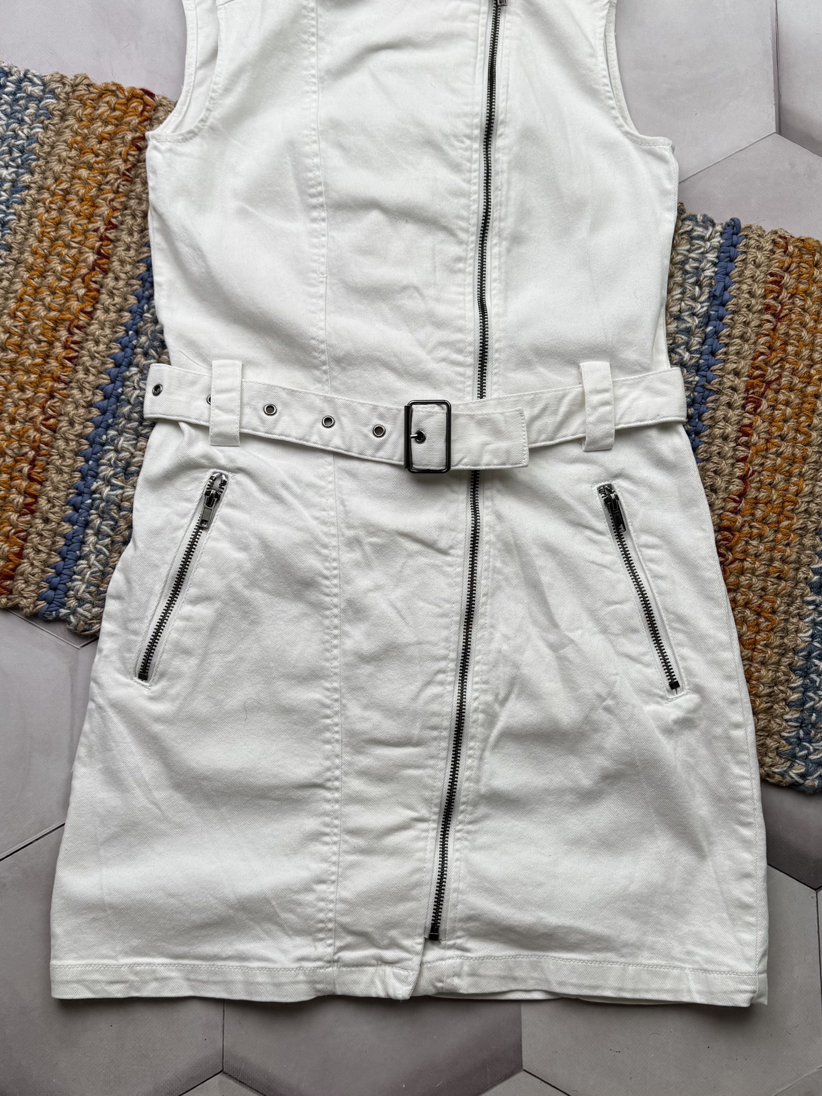 Japanese Brand Vintage Denim Dress With Belt (E4) Size XS / US 0-2 / IT 36-38 - 3 Thumbnail