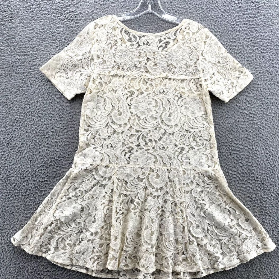 Free People Free People Dress Women's Medium Cream Mini Twee Boho Lace Cottage Core Coquette Womens Size M / US 6-8 / IT 42-44 - 6 Thumbnail