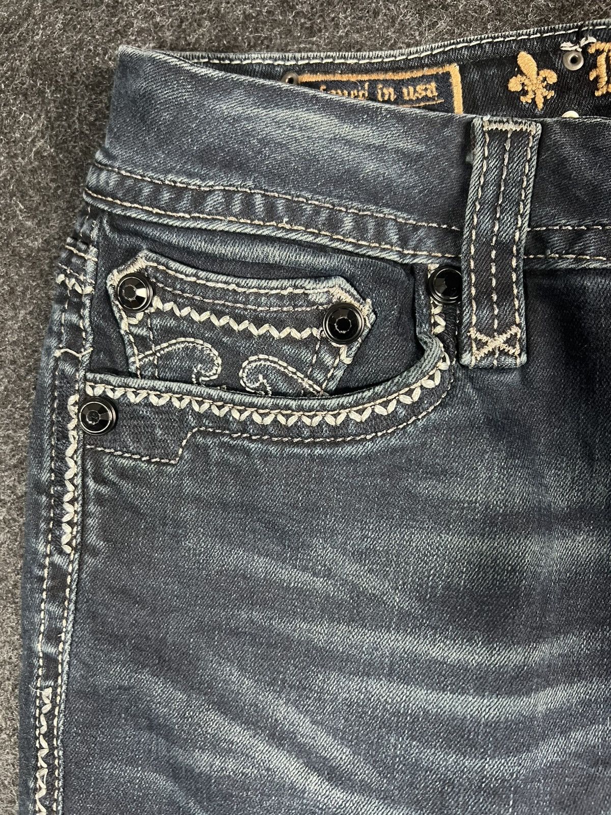 If Six Was Nine Rock Revival Flare Jeans Honeycomb RARE Size US 34 / EU 50 - 4 Thumbnail