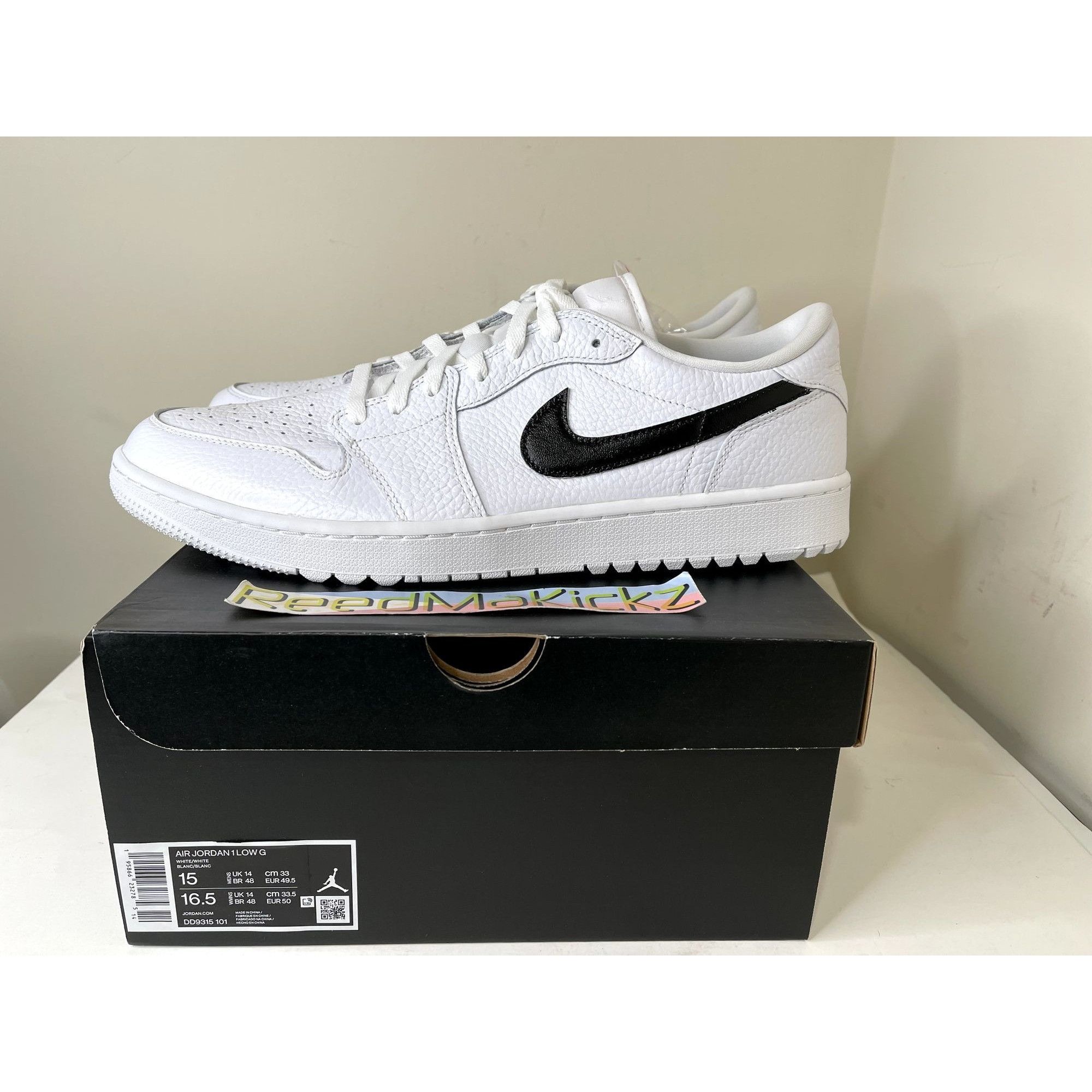 Jordan Low Golf Spikeless White Black Swoosh CUSTOMS Mens