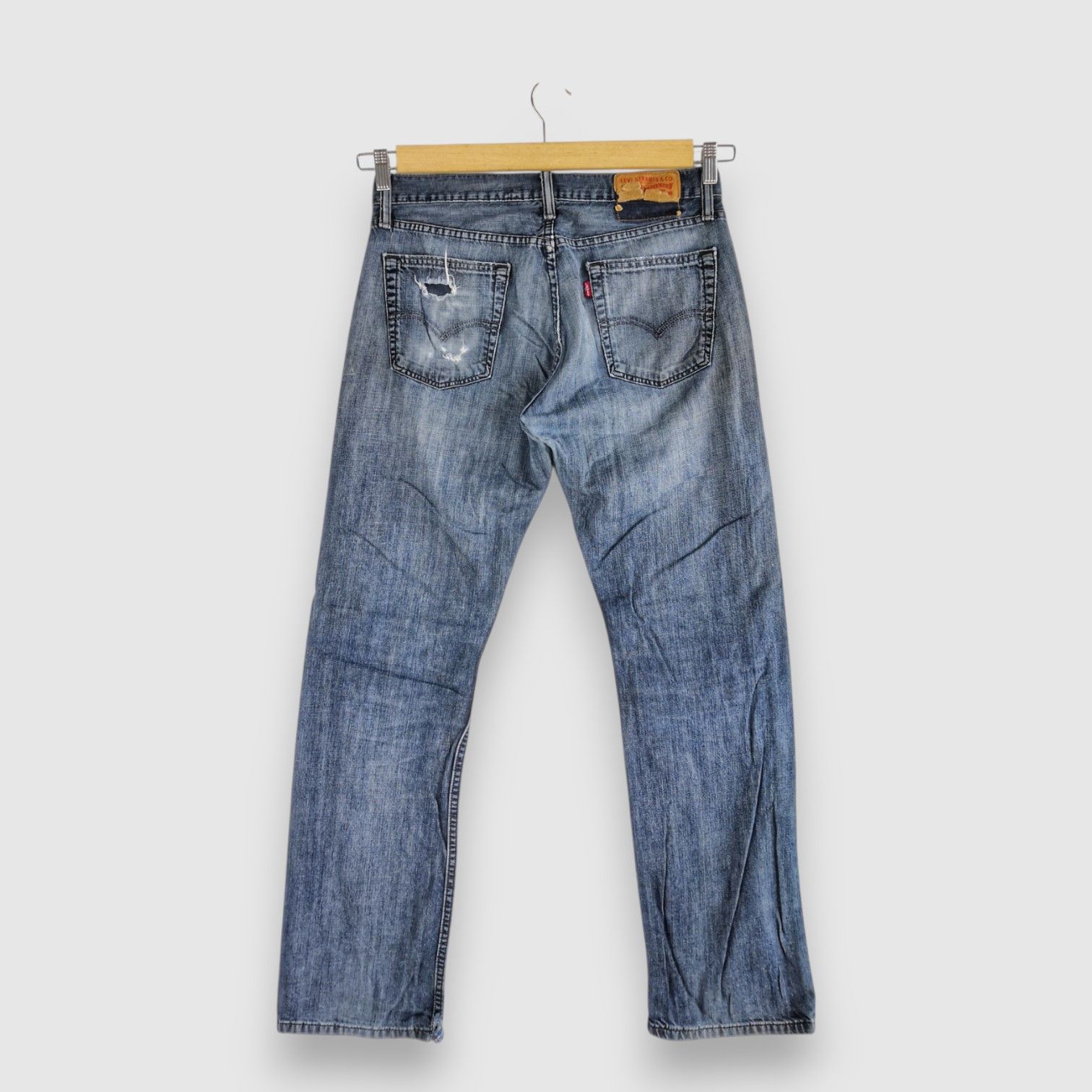Levi's Vintage Y2K Levis Distressed Jeans Dark Blue Levis 514 Denim Size US 32 / EU 48 - 2 Thumbnail