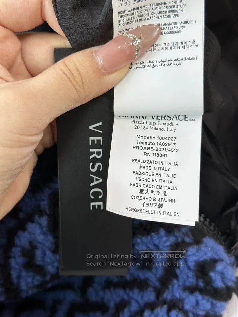 Versace VERSACE Blue Stand-Collar Fleece Jacket. Size US L / EU 52-54 / 3 - 9 Thumbnail