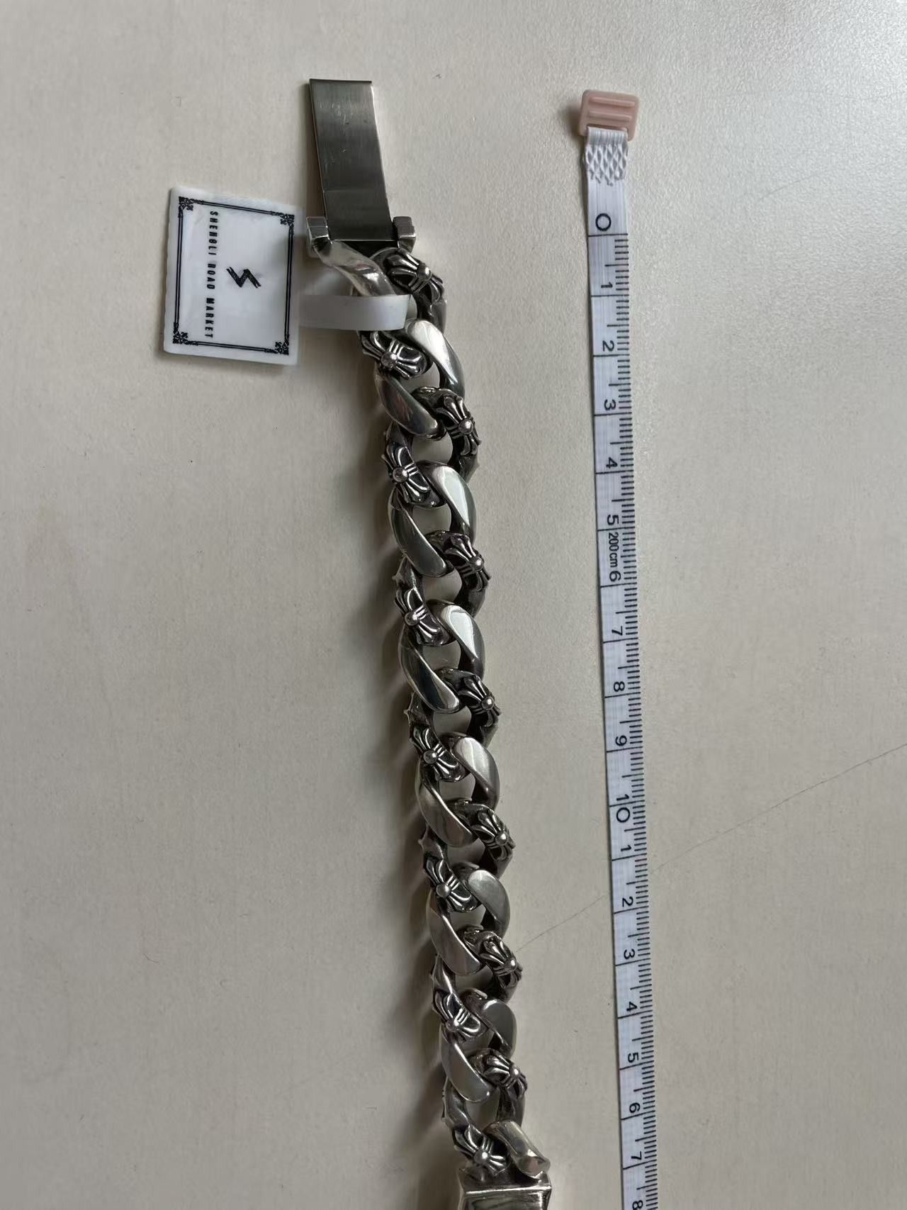 Chrome Hearts Chrome Hearts Silver Diamond ID Cross Cuba Bracelet Size ONE SIZE - 17 Thumbnail
