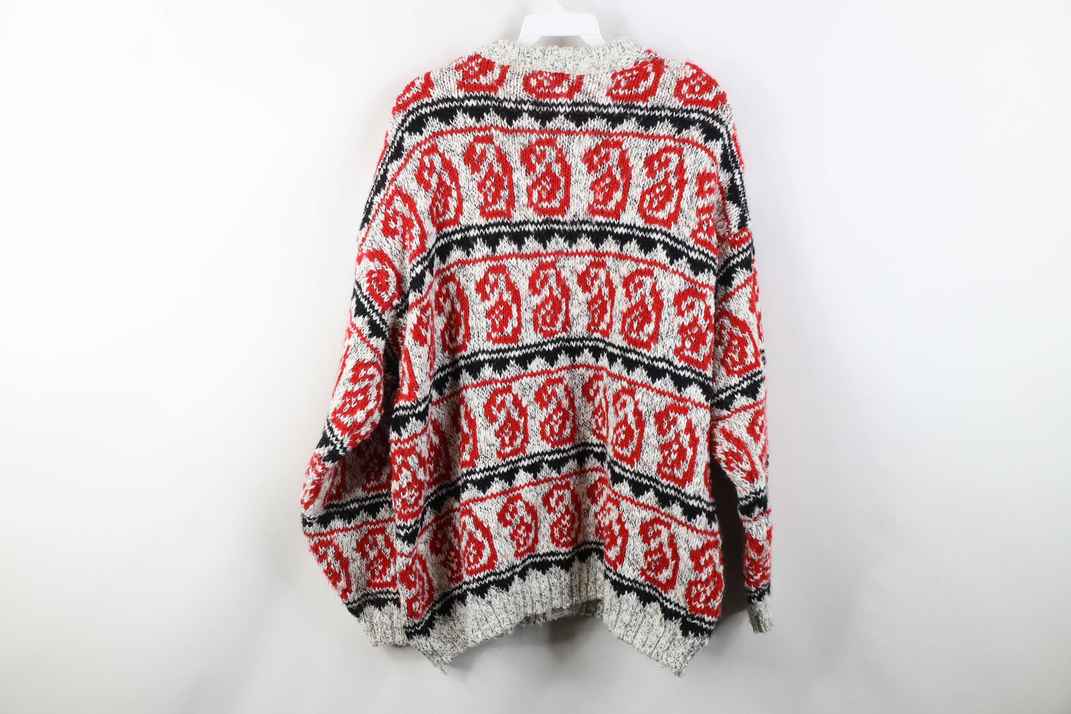Vintage Vintage 90s Streetwear Paisley Knit Cardigan Sweater Size L / US 10 / IT 46 - 9 Thumbnail