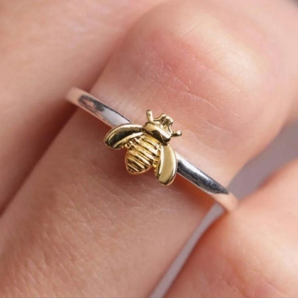 Designer 925 Sterling Silver Tiny Yellow Honey Bee Ring - Size 7 Size ONE SIZE - 5 Thumbnail