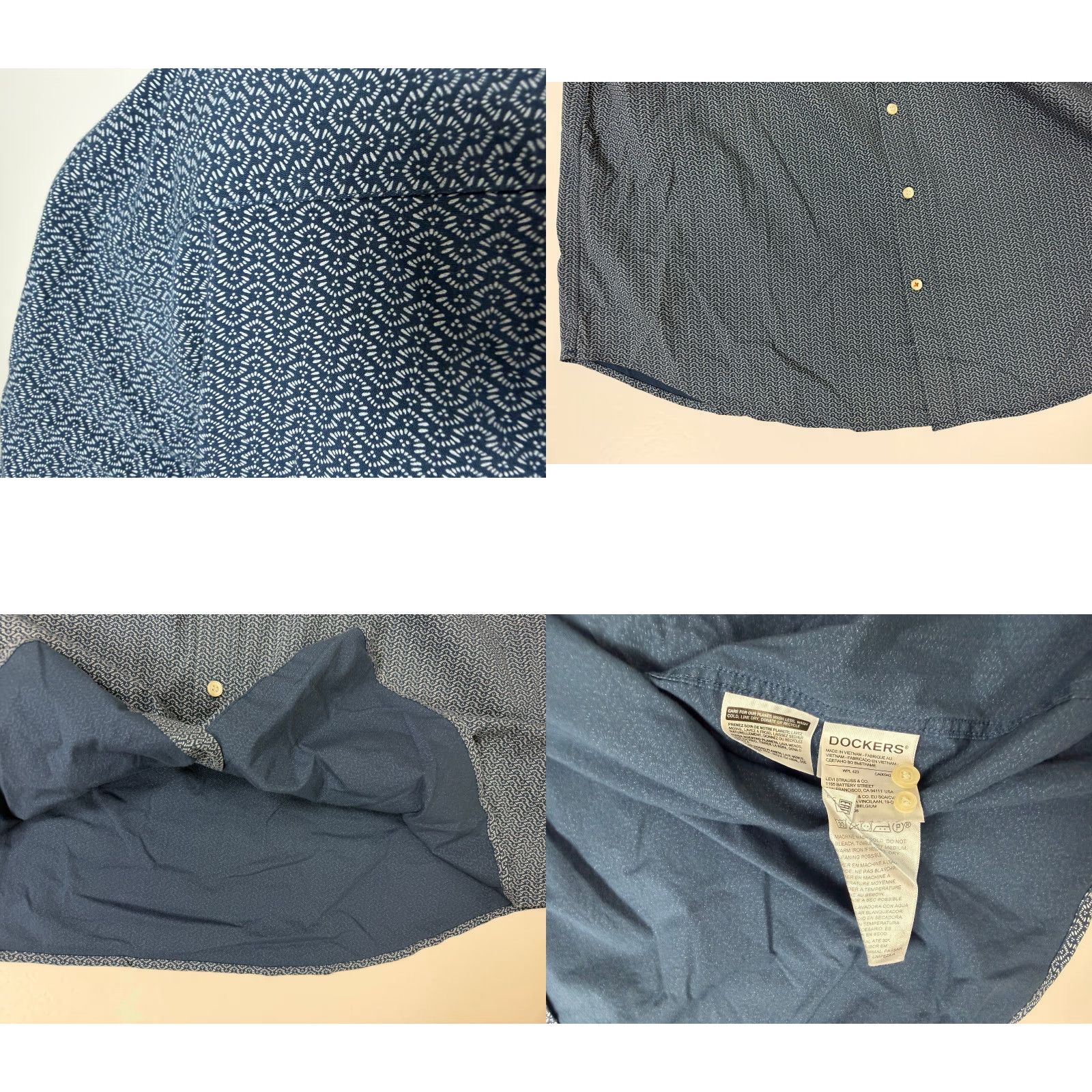 Dockers VINTAGE Dockers Shirt Men XXL Geometric Button-Up Navy Blue Cotton Polyester Elastane Stretch Pockets Travel Casual 90s 2XL Mens Size US XXL / EU 58 / 5 - 9 Thumbnail