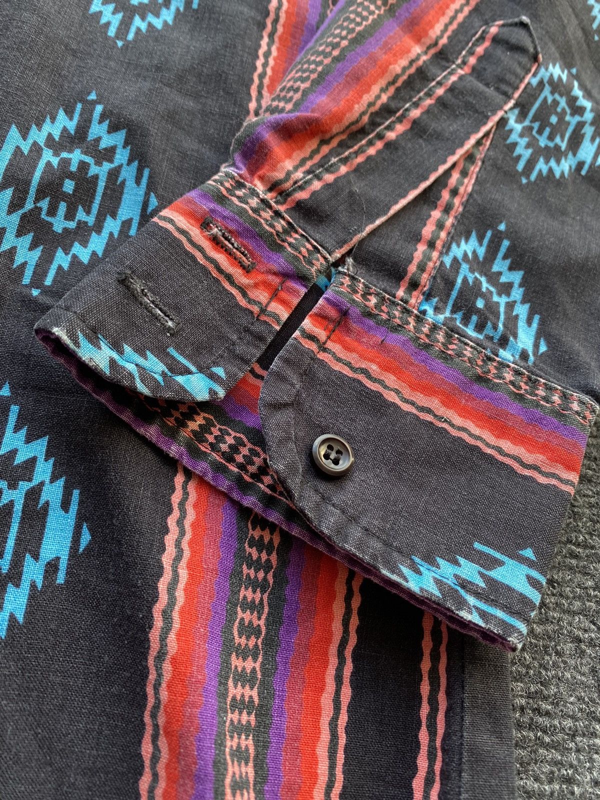 Wrangler 🔥80s Wrangler Brushpopper Western shirt pearl snap aztec xl Size US XL / EU 56 / 4 - 16 Thumbnail