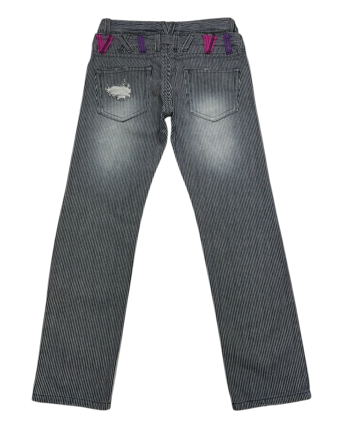 Seditionaries Colza Double Waist Striped Punk Distressed Denim Jeans Size 32" / US 10 / IT 46 - 2 Thumbnail