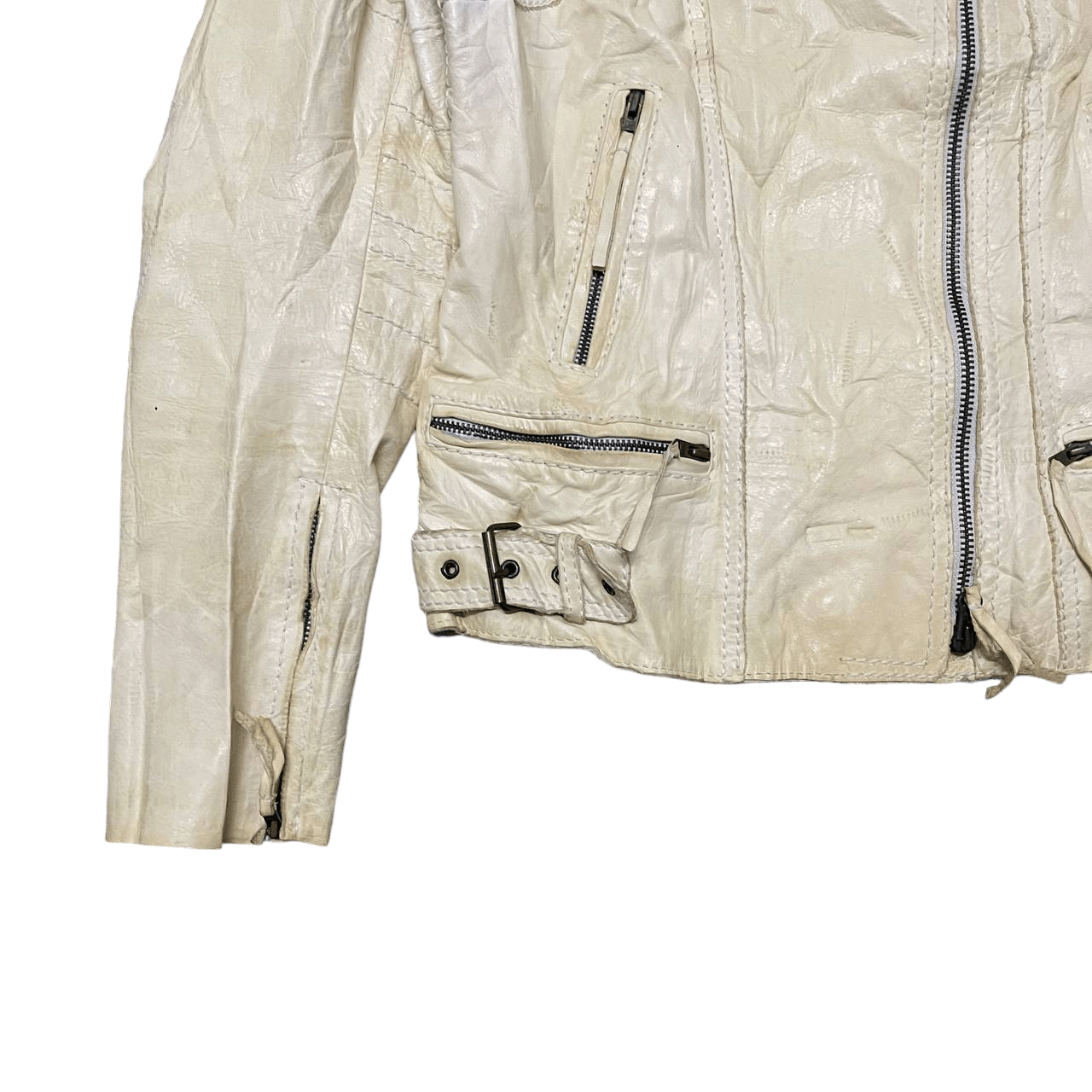 Leather Vintage Chine Pure Cow Leather Rider Jacket Size XS / US 0-2 / IT 36-38 - 3 Thumbnail