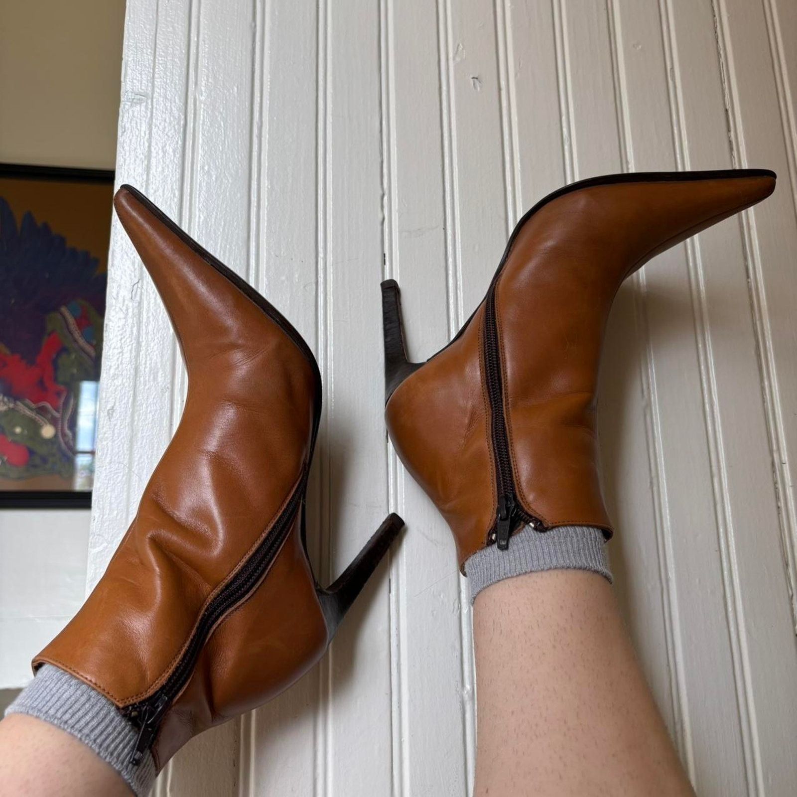 【美品】ウエスタンブーツ GUESS by ES MARCIANO Vintage Guess by Marciano Leather Pointed Toe Boots 5.5 Y2K