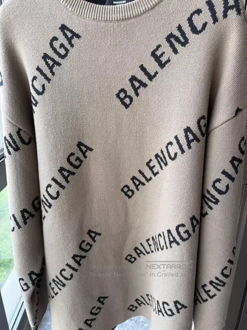 Balenciaga Balenciaga Brown Camo Letter Logo Jacquard Knit Sweater To Size US S / EU 44-46 / 1 - 6 Thumbnail