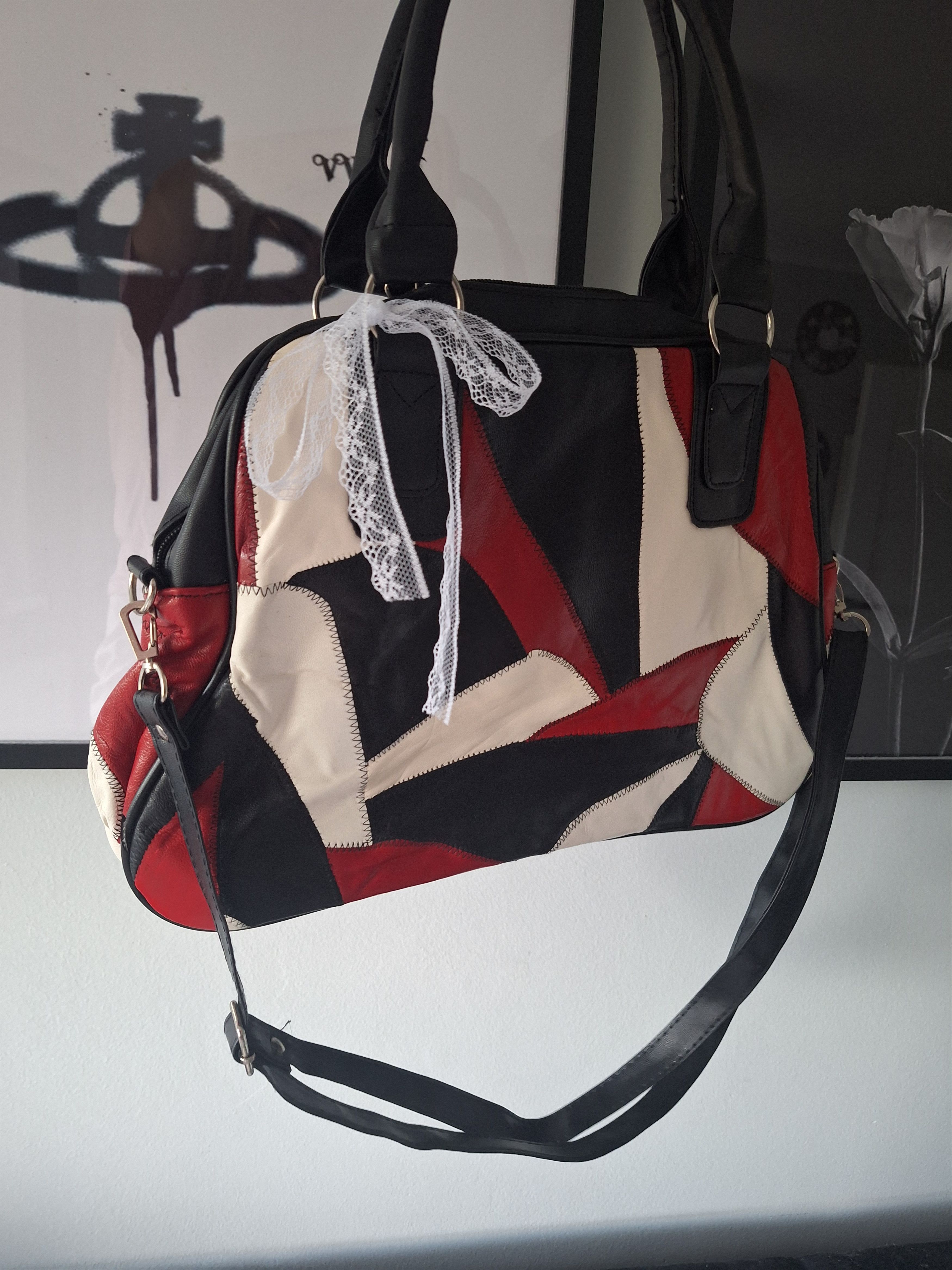 Vintage Patchwork leather bag vintage aesthetic coquette Size ONE SIZE - 1 Thumbnail