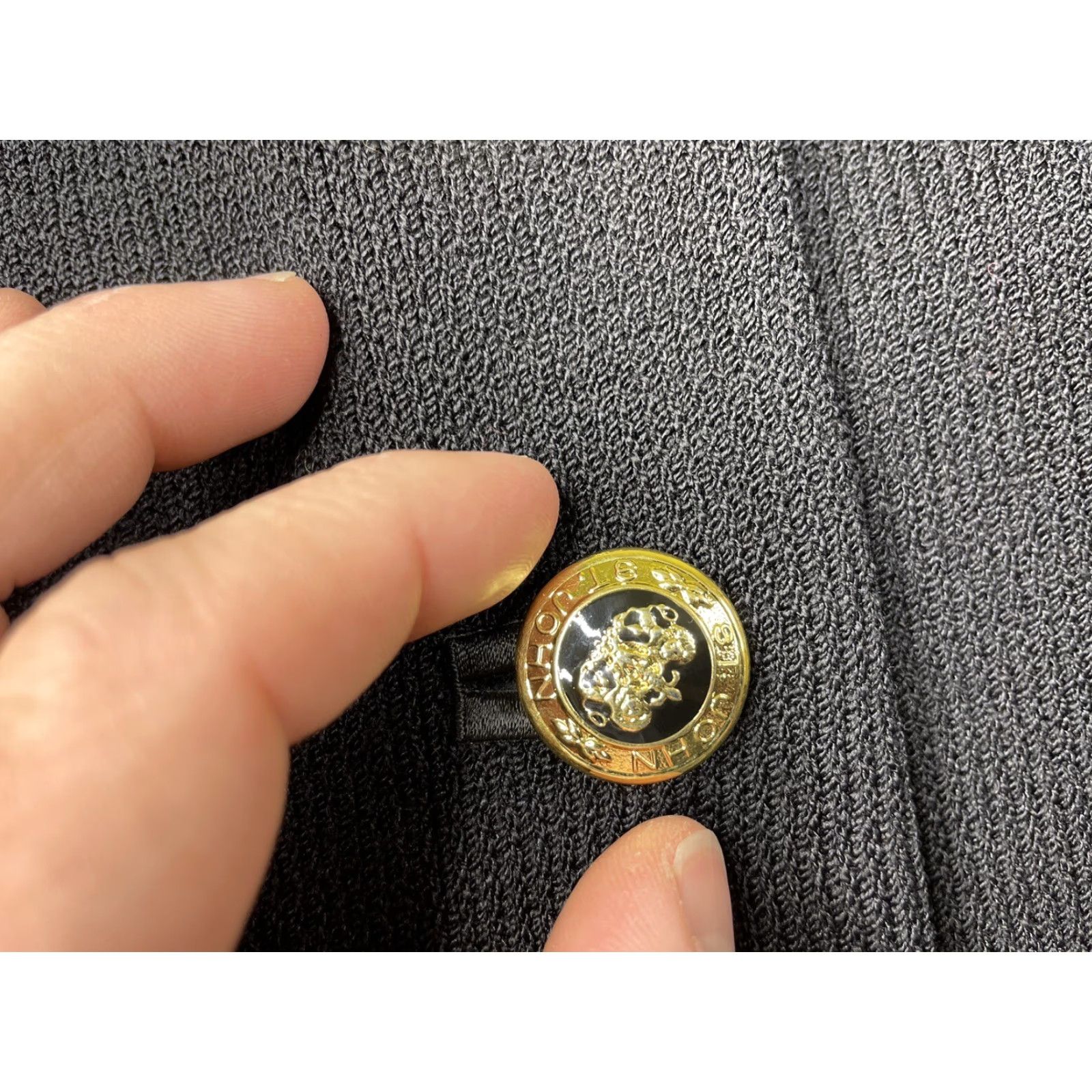 St. John St. John Basics 2Pc Jacket/Blazer & Pant Suit Black Knit Gold Buttons Size 12 Size 34" / US 12 / IT 48 - 6 Thumbnail