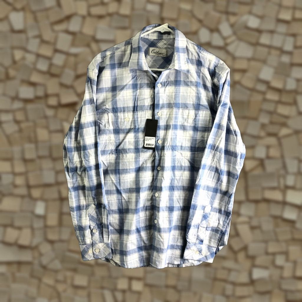 CO California Shirt Co Mens Shirt M Blue Plaid Long Sleeve Spread Collar Button-Up Size US M / EU 48-50 / 2 - 1 Thumbnail
